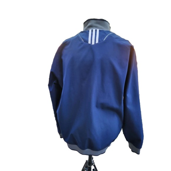 Adidas mens size large blue with Gray trim Full Zip Long Sleeve Jacket - Picture 2 of 6